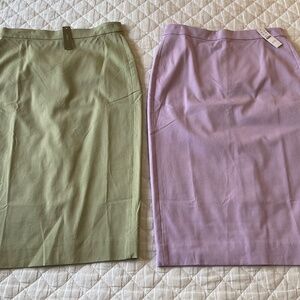 NWT SET OF 2 JCREW No.3 SKIRT LAVENDER AND GREEN COLORS
